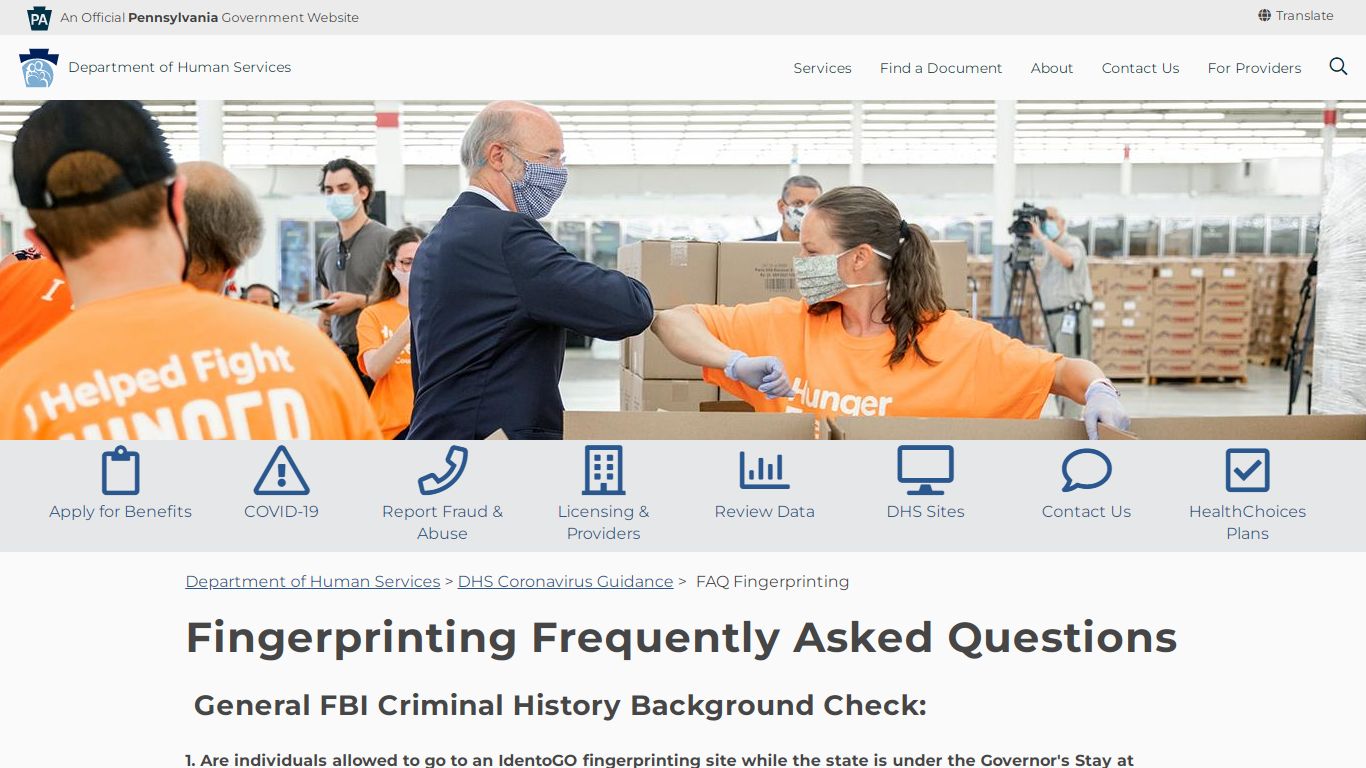FAQ Fingerprinting - Department of Human Services